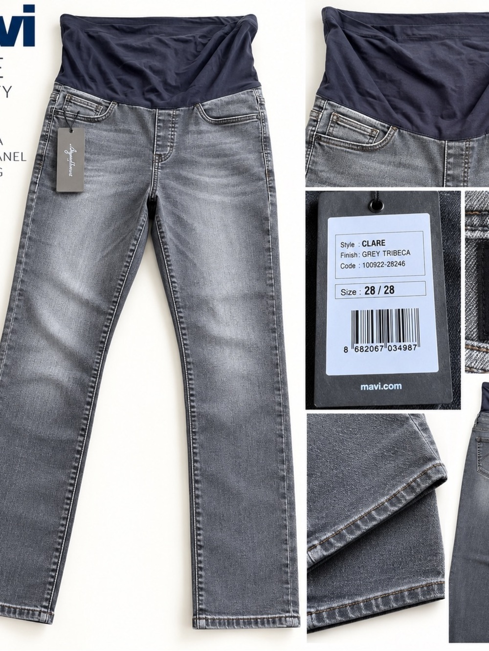 Mavi Clare Grey Tribeca Maternity Straight Jeans